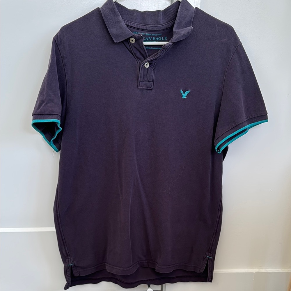 American Eagle Outfitters Blue Polo Shirt Classic Design